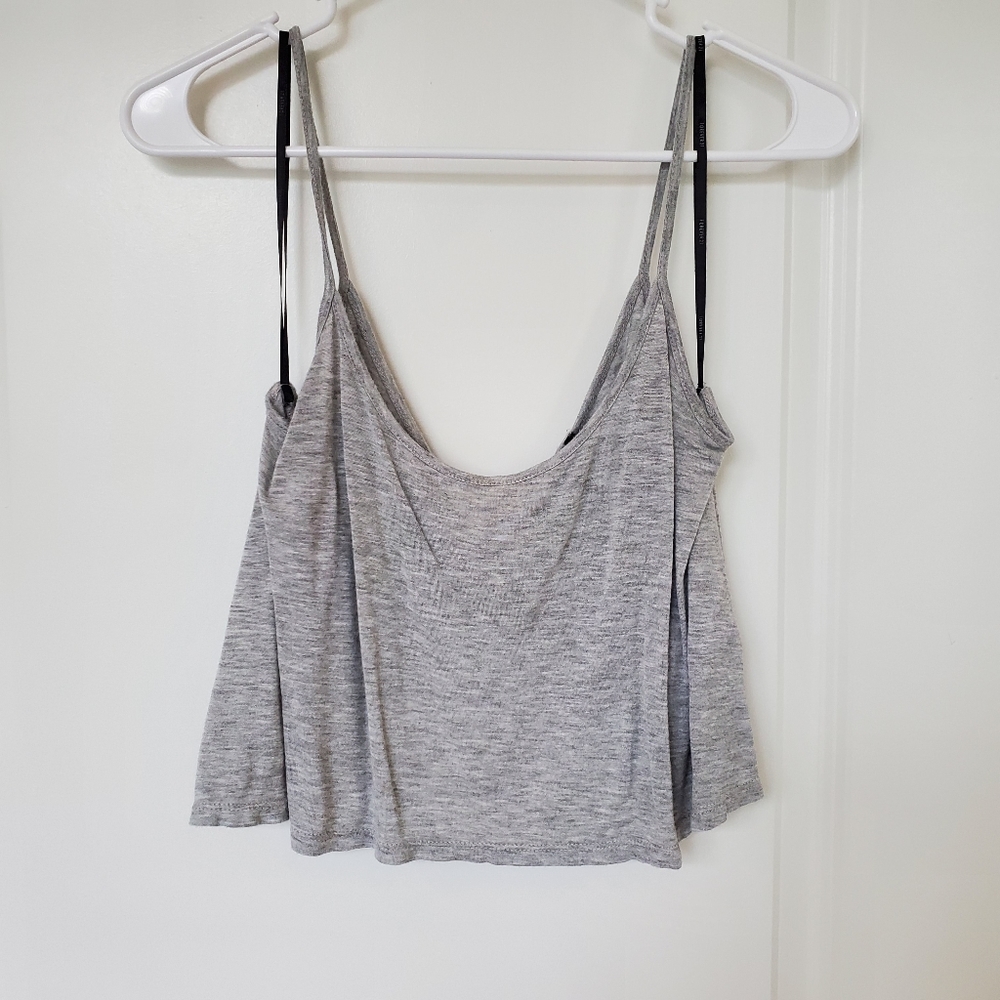 Forever21 Gray Twist Back Crop Top Tank